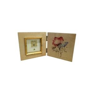 Cheri Blum Beauty in Full Bloom Floral Hinged Folding 3x3 Picture Frame Cream